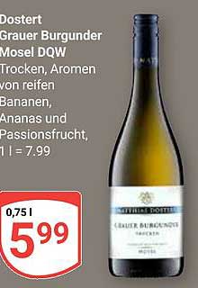 Dostert Grauer Burgunder Mosel DQV - 0,75 l