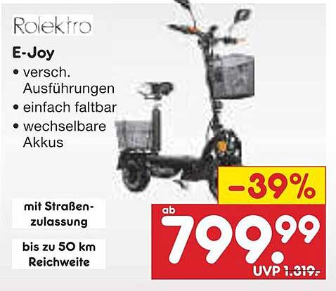 E-Joy E-Scooter von Rolektro - jetzt nur 799,99 €