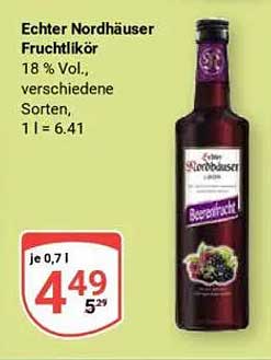 Echter Nordhäuser Fruchtlikör 18 % Vol., verschiedene Sorten
