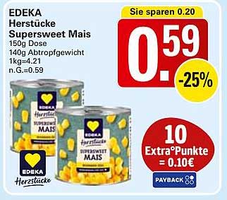 EDEKA Herstücke Supersweet Mais 150g Dose