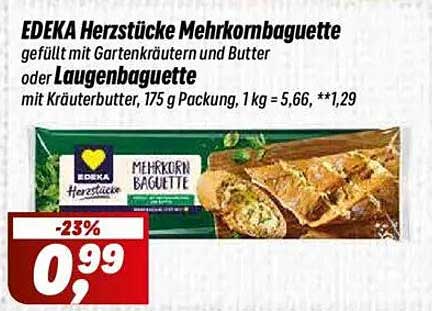 EDEKA Herzstücke Mehrkornbaguette gefüllt mit Kräuterbutter