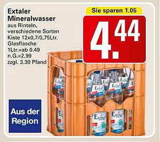 Extaler Mineralwasser aus Rinteln, verschiedene Sorten, Kiste 12x0,7/0,75Ltr. Glasflasche
