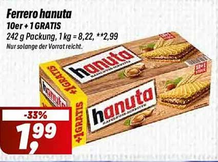 Ferrero hanuta 10er + 1 GRATIS