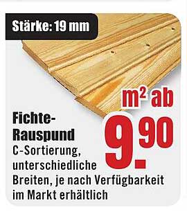 Fichte-Rauspund C-Sortierung, unterschiedliche Breiten je nach Verfügbarkeit im Markt