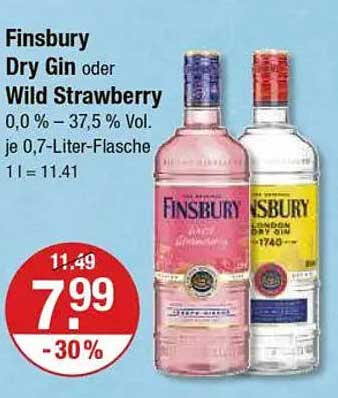 Finsbury Dry Gin oder Wild Strawberry - 0,7-Liter-Flasche