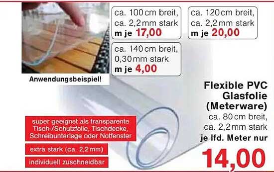 Flexible PVC Glasfolie (Meterware)