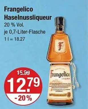 Frangelico Haselnusslikör 0,7-Liter-Flasche - 20 % Vol.