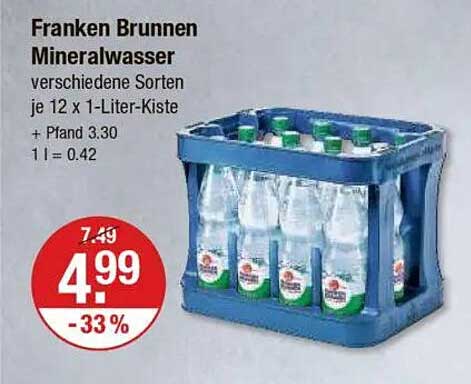 Franken Brunnen Mineralwasser - verschiedene Sorten je 12 x 1-Liter-Kiste