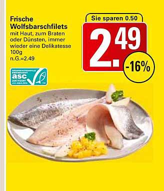 Frische Wolfsbarschfilets mit Haut zum Braten oder Dünsten
