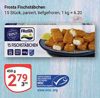 Frosta Fischstäbchen 15 Stück, paniert, tiefgefroren