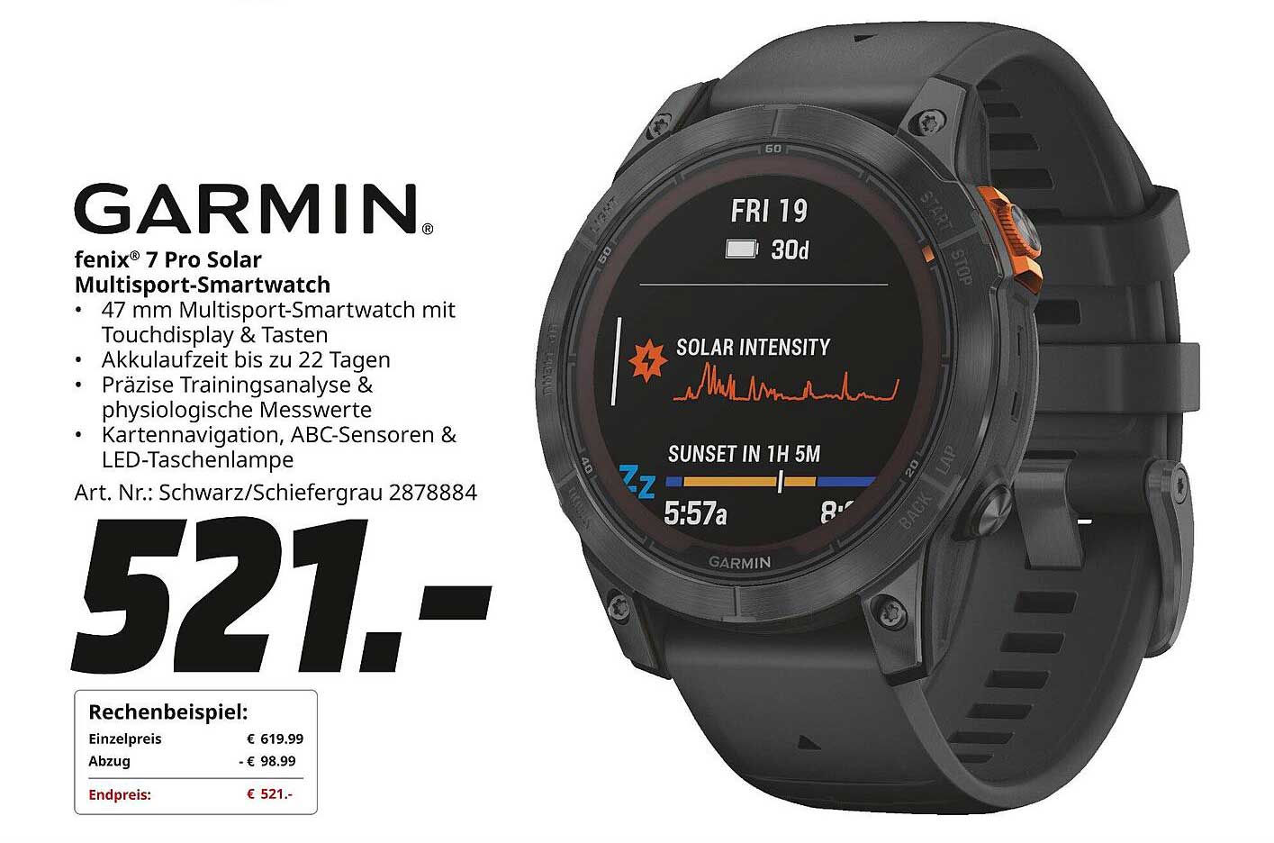 GARMIN fenix 7 Pro Solar Multisport-Smartwatch