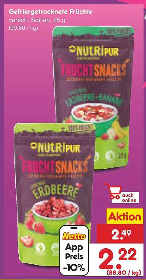 Gefriergetrocknete Früchte - verschiedene Sorten, 25 g