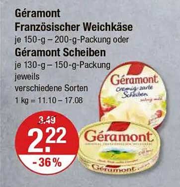 Géramont Französischer Weichkäse - je 150-g - 200-g-Packung oder Géramont Scheiben
