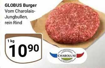 GLOBUS Burger vom Charolais-Jungbullen, rein Rind