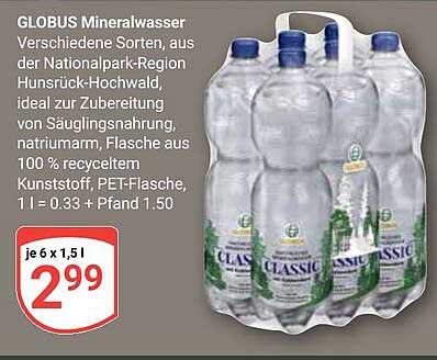 GLOBUS Mineralwasser 6 x 1,5 l - nur 2,99 €!