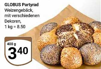 GLOBUS Partyrad Weizengebäck, mit verschiedenen Dekoren, 400 g für 3,40 €