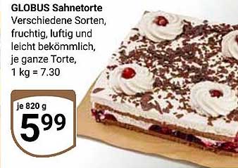 GLOBUS Sahnetorte verschiedene Sorten, 820 g für 5,99 €
