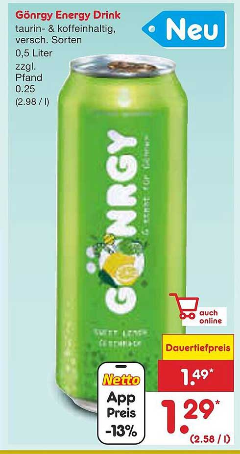 Görngy Energy Drink 0,5 Liter, verschiedene Sorten