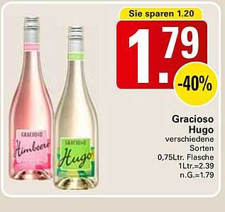 Gracioso Hugo verschiedene Sorten 0,75 Ltr. Flasche