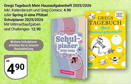 Gregs Tagebuch Mein Hausaufgabenheft 2025/2026 inkl. Kalendarium und Greg-Comics