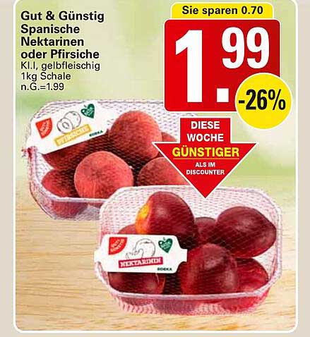 Gut & Günstig Spanische Nektarinen oder Pfirsiche 1kg