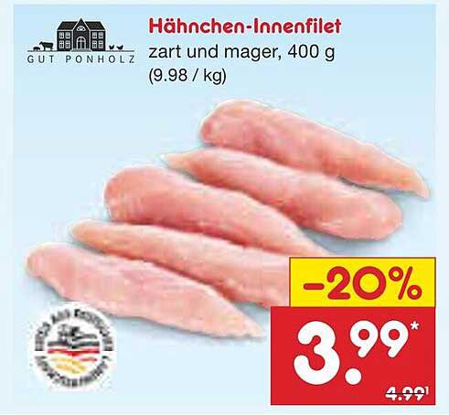 Hähnchen-Innenfilet, zart und mager, 400 g