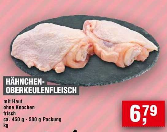 Hähnchen-Oberkeulenfleisch mit Haut, ohne Knochen, frisch