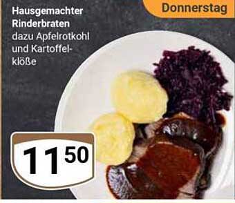 Hausgemachter Rinderbraten dazu Apfelrotkohl und Kartoffelklöße