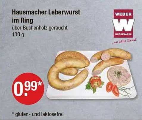 Hausmacher Leberwurst im Ring über Buchenholz geraucht 100 g