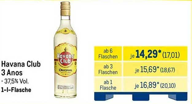 Havana Club 3 Anos - 1 Liter Flasche