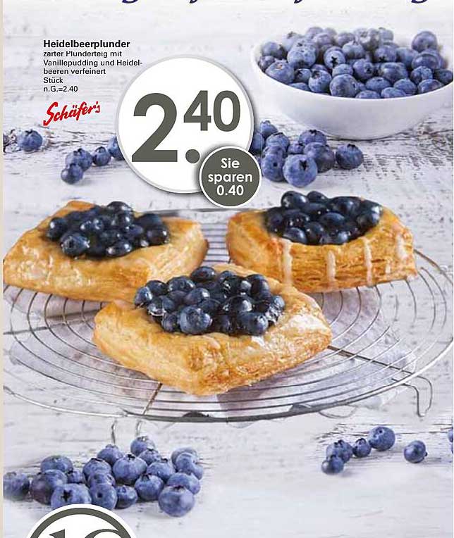Heidelbeerplunder - zarter Plunderteig mit Vanillepudding und Heidelbeeren verfeinert