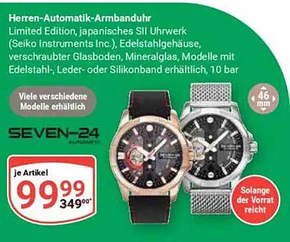 Herren-Automatik-Armbanduhr Limited Edition, japanisches SII Uhrwerk