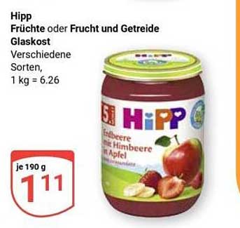 Hipp Früchte oder Frucht und Getreide Glaskost – Verschiedene Sorten