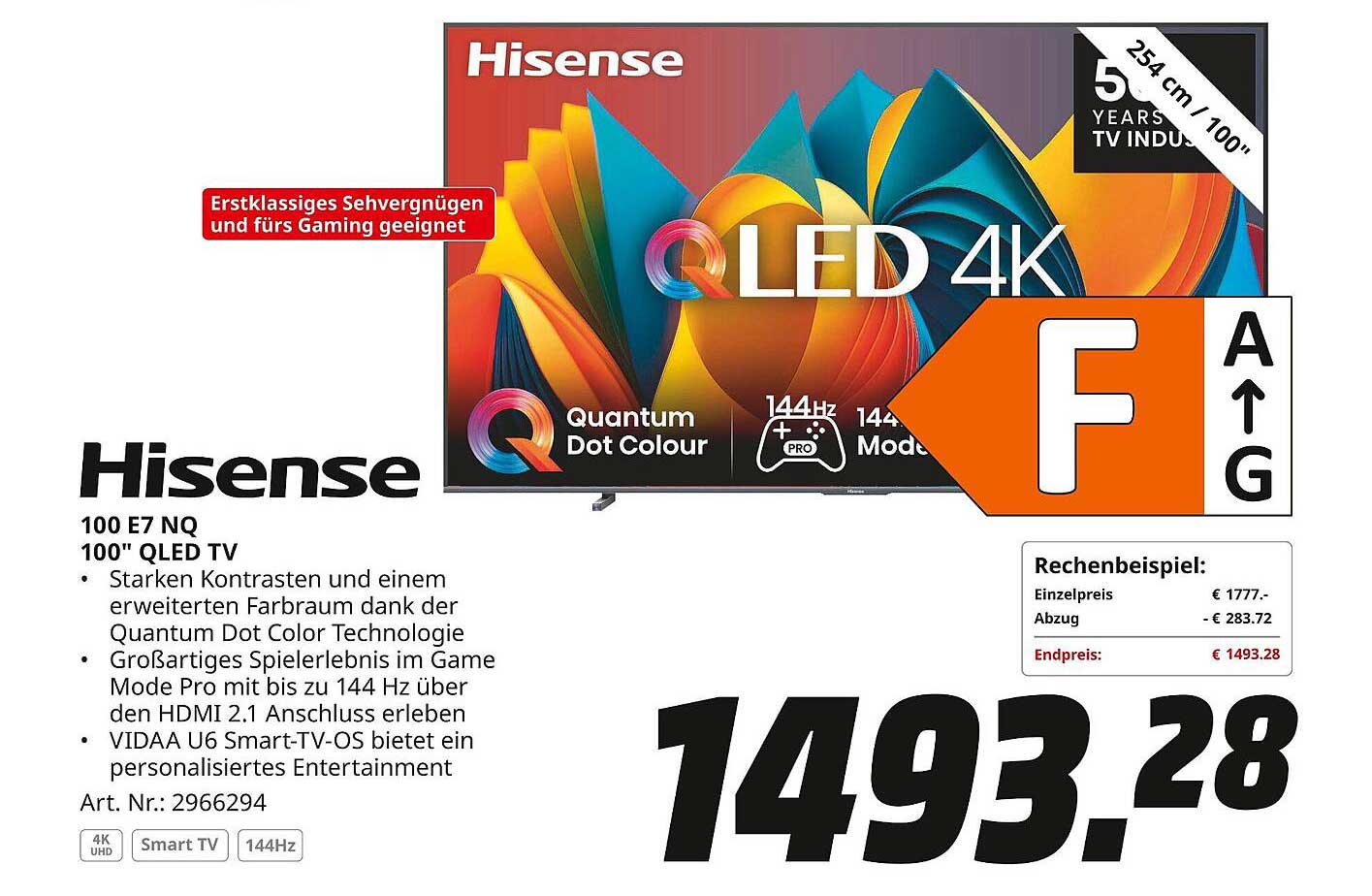 Hisense 100 E7 NQ 100" QLED TV