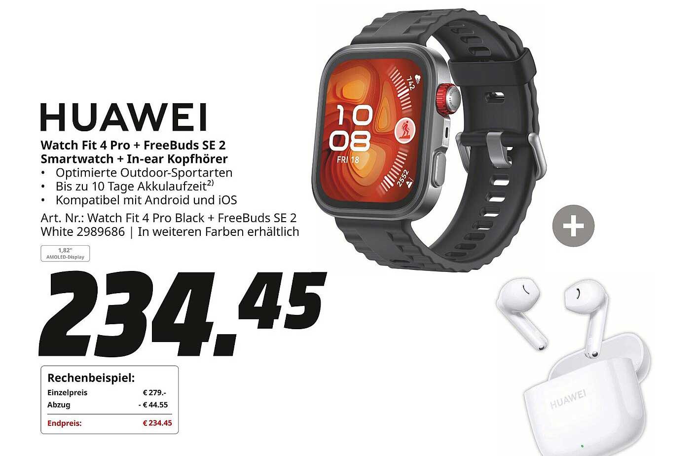HUAWEI Watch Fit 4 Pro + FreeBuds SE 2 Smartwatch + In-ear Kopfhörer