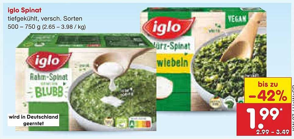 iglo Spinat, tiefgekühlt, verschiedene Sorten