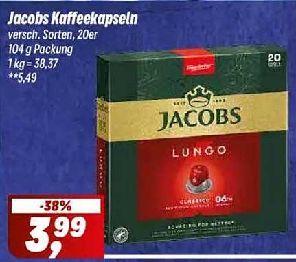Jacobs Kaffeekapseln - verschiedene Sorten, 20er Packung