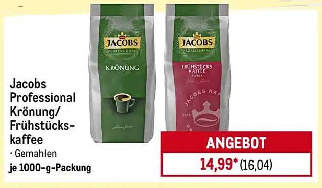 Jacobs Professional Krönung/Frühstückskaffee - Gemahlen je 1000-g-Packung