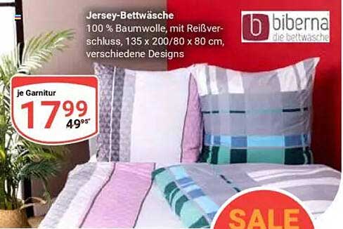 Jersey-Bettwäsche 100 % Baumwolle von biberna
