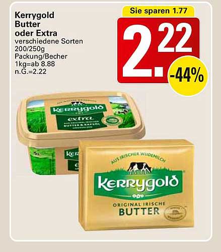 Kerrygold Butter oder Extra – verschiedene Sorten 200/250g Packung/Becher