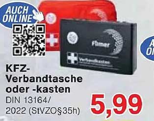 KFZ-Verbandtasche oder -kasten DIN 13164/2022 (StVZO §35h)