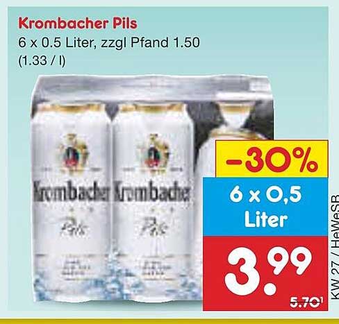 Krombacher Pils 6 x 0,5 Liter, zzgl. Pfand
