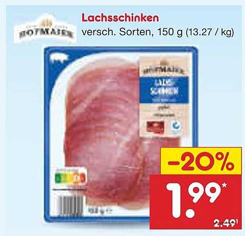 Lachsschinken, 150 g - jetzt 20% sparen!