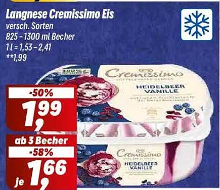 Langnese Cremissimo Eis – verschiedene Sorten