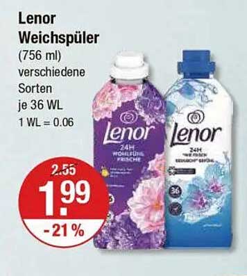 Lenor Weichspüler (756 ml) verschiedene Sorten je 36 WL