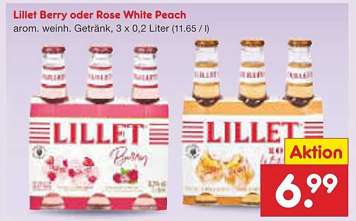 Lillet Berry oder Rose White Peach, arom. weinh. Getränk, 3 x 0,2 Liter