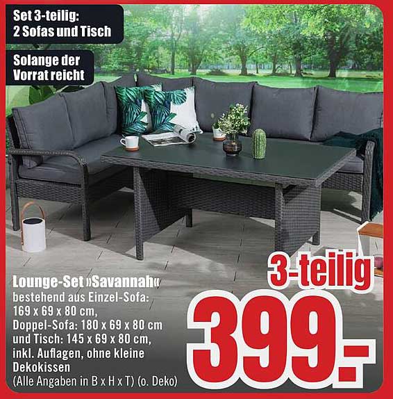 Lounge-Set »Savannah« 3-teilig: 2 Sofas und Tisch