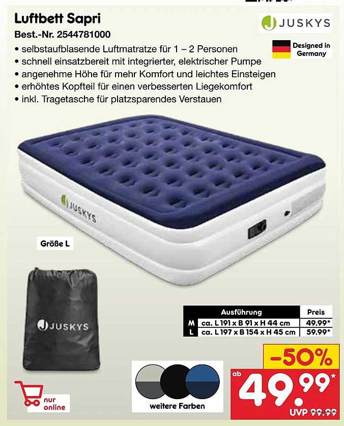 Luftbett Sapri mit integrierter elektrischer Pumpe