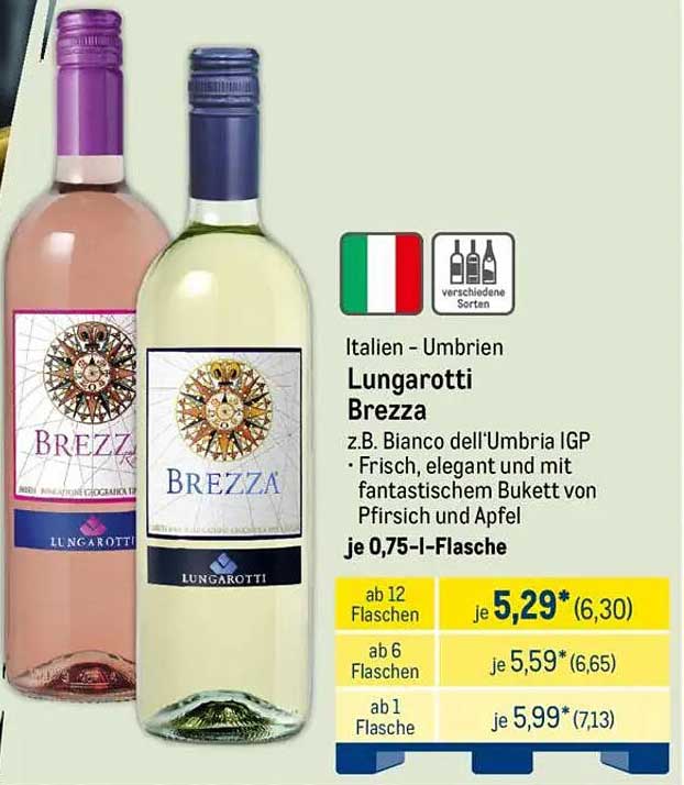 Lungarotti Brezza – 0,75 l Flasche Weißwein