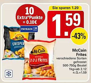 McCain Frites verschiedene Sorten gefrostet 500-750g Beutel